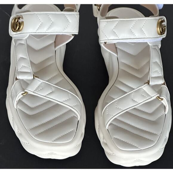 Gucci GG Quilted Open Toe Women’s White Leather Sandals 10 US (40 Eu) 776936 NIB - Picture 3 of 16
